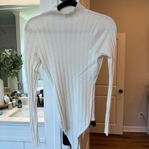 Abercrombie White ruffled mock neck bodysuit